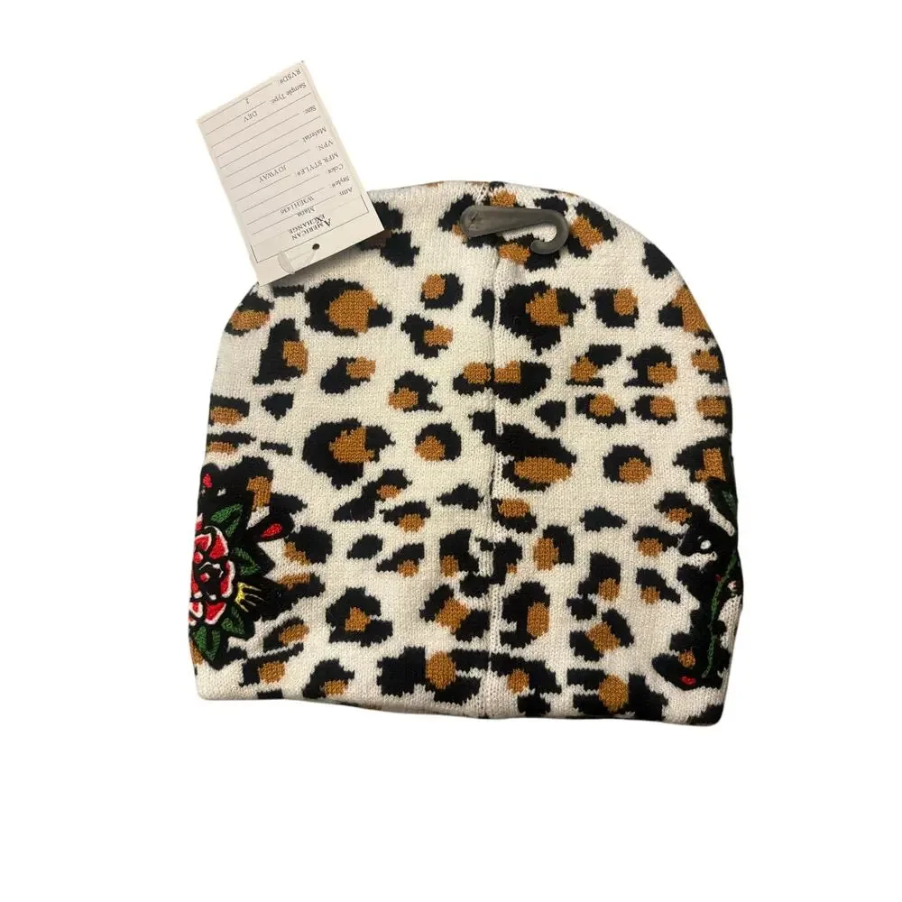 Rare Ed Hardy Sample Beanie Winter Hat, Rose Tiger and Embroidered NWT
